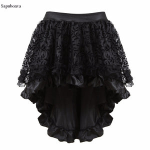 Sapubonva Multilayer Lace Victorian Burlesque Costumes Gothic Steampunk Clothing Ruffled Chiffon Skirt For Women Matching Corset - 64 Corp