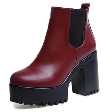 COVOYYAR 2018 Vintage Platform Chunky Heel Ankle Boots Women Spring Autumn Fashion Booties Woman Shoes Black/Red Size 40 WBS279 - 64 Corp