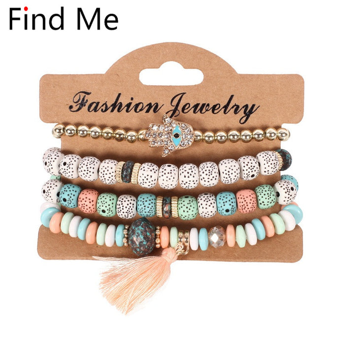 Find Me 2018 new Fashion Vintage Ethnic multilayer big beads Bracelets Boho Statement Flower Bracelet Bangles for Women Jewelry - 64 Corp