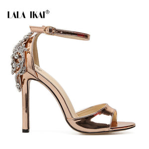 LALA IKAI Women Crystal Glitter Sandals Pump 2018 High Heels 11CM Sandals Lady Chic Cover Heel Party Sexy Shoes 014C1195 -4 - 64 Corp