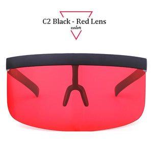 Women Oversize Shield Visor Sunglasses Women Retro Windproof Glasses Men Shield Visor Flat Top Hood Eyeglasses