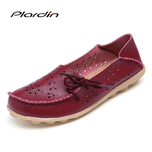 Plus Size 2018 Ballet Summer Cut Out Women Genuine Leather Shoes Woman  Flat Flexible Round Toe Nurse Casual Fashion Loafer - 64 Corp