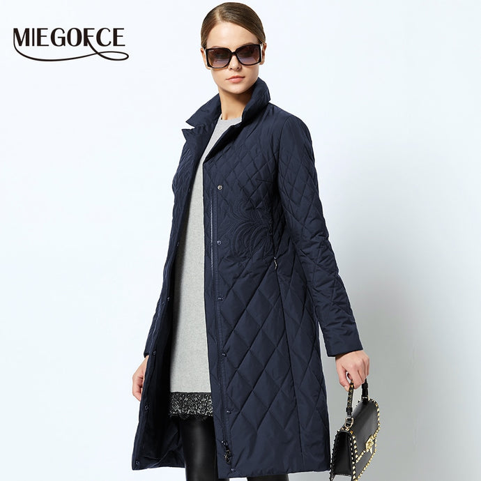 Spring Women's Parka Coat Warm Jacket Women's Thin Cotton Quilted Coat With Standing Collar New Collection Of Designer MIEGOFCE