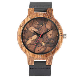 Top Men's Wooden Watches High Quality Black Handmade Natural Wood Bamboo Quartz-watch No Number Face Chic Second Hand Clock Male - 64 Corp