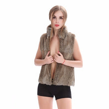 ZY88041-1 Autumn Genuine Natural Fur Rabbit Fur Vest Mandarin Collar Winter Women Fur Waistcoat Female Outerwear Coats Gilet