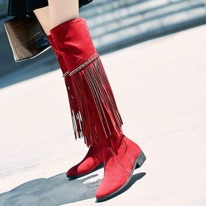 Knee High Boots With Fringes Cowgirl - 64 Corp
