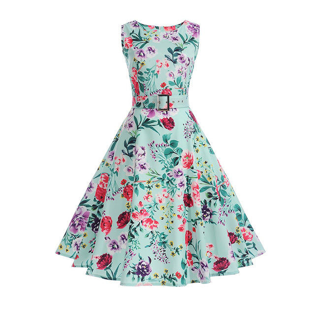 Vestidos Vintage Dress Summer Floral Print Sleeveless Party Dresses 50s 60s Elegant Rockabilly Sexy Pin Up Dress with Belt – Sekhon Family Office Vestidos Vintage Dress Summer Floral Print Sleeveless Party Dresses 50s 60s Elegant Rockabilly Sexy Pin Up Dress with Belt – Sekhon Family Office