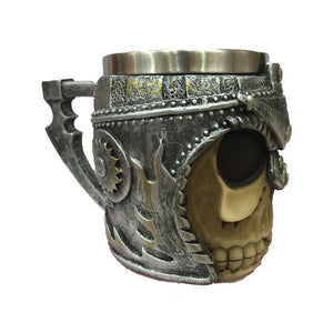 Coolest Gothic Skull Resin Stainless Steel Beer Mug Dragon Knight Tankard Halloween Coffee Cup Christmas Tea Mug Pub Bar Decor