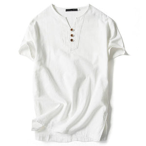 TANGNEST 2018 Summer Linen Short Sleeve T-shirt Casual Slim V-Neck Men T-shirt Comfortable Big Size 5XL 6 Colors T shirt MTS2498 - 64 Corp