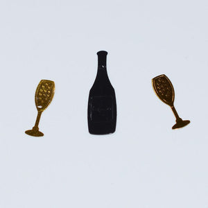 Cheers! Champagne Bottles & Glasses Confetti Sprinkles 15g Black Winebottle Gold Wine Glass Cup Wedding Party Table Scatters