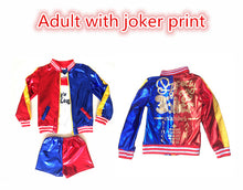 Girls Women Adult Suicide Squad Harley Quinn Cosplay Costumes Halloween Jacket Daddy's Lil Monster T Shirt Shorts costumes Sets