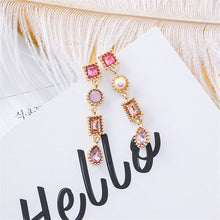 Luxury Multicolor Rhinestone Charm Pearl Long Earrings New Fashion Statement Drop Dangle Earring Jewelry For Women Pendientes - 64 Corp