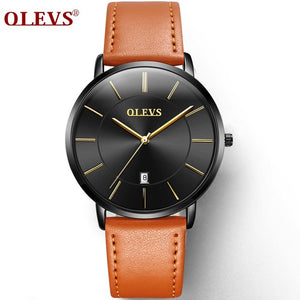 Men Watches Luxury Brand OLEVS Quartz Genuine Leather Strap Minimalist Ultrathin Wrist Watches Waterproof High Quality Relogio - 64 Corp