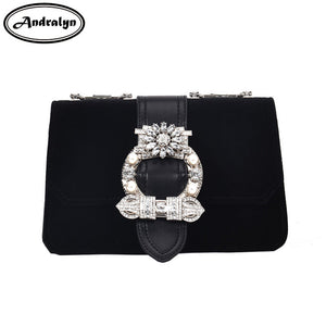 Retro minimalist Women bag shoulder bags Diamonds Autumn and winter new big diamond  velvet fashion lady bag - 64 Corp