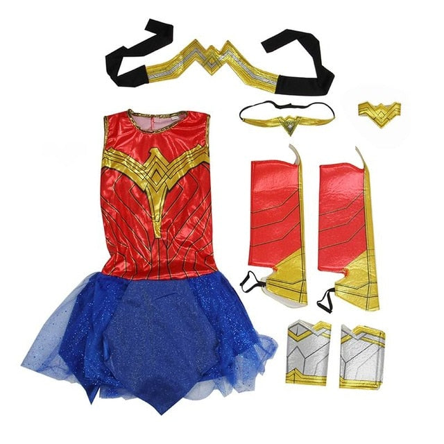 Wonder Woman Cosplay Costumes Girls Fancy Party Dress Justice League Spiderman Cosplay Christmas Halloween Supper Hero Costume