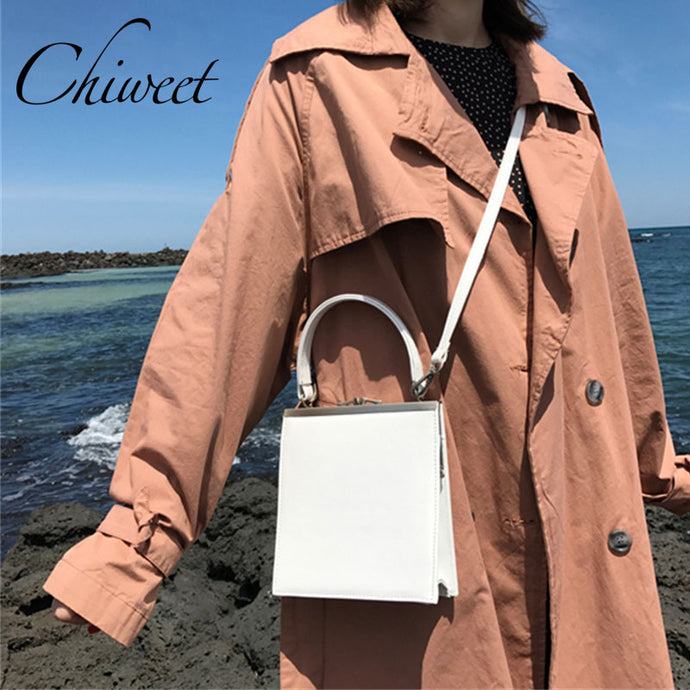 Brand Small Women Messenger Bags Chic Metal Clip Bag Tote Designer Vintage Trapezoid Leather Handbag Female Casual Shoulder Bag - 64 Corp