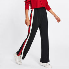 SweatyRocks Striped Slit Side Wide Leg Pants Women Casual Loose Preppy Style Trousers 2018 Spring Fall Elastic High Waist Pants - 64 Corp