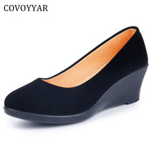 COVOYYAR 2018 Wedge Women's Shoes Spring Autumn Flock Soft Women Pumps Slip On Casual Black Shoes Plus Size 40 WHH562 - 64 Corp