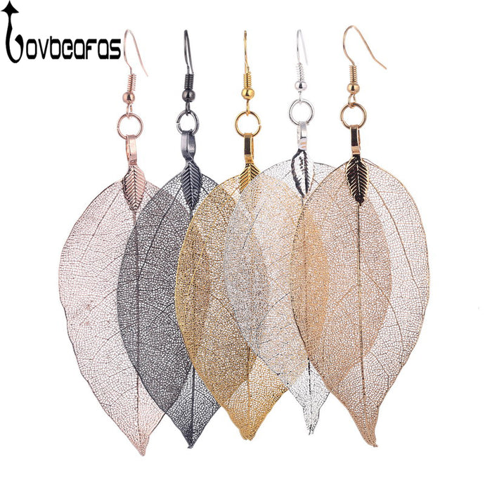 LOVBEAFAS 2018 Fashion Brincos Bohemian Long Earrings Unique Natural Real Leaf Big Boho Earrings For Women Fine Jewelry Gift - 64 Corp