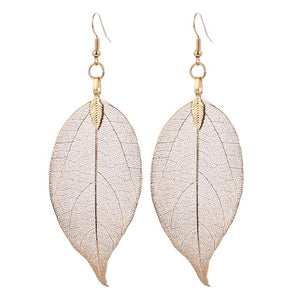 LOVBEAFAS 2018 Fashion Brincos Bohemian Long Earrings Unique Natural Real Leaf Big Boho Earrings For Women Fine Jewelry Gift - 64 Corp