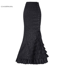 Charmian Women's Sexy Gothic Vintage Mermaid Skirt Victorian Black Lace up Corset Skirt High Waist Evening Party Retro Skirt - 64 Corp