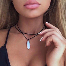 New Style Double Layer Black Velvet Chokers Fashion Punk Geometric Opal Pendants Necklaces For Women Boho Party Jewelry Gift - 64 Corp