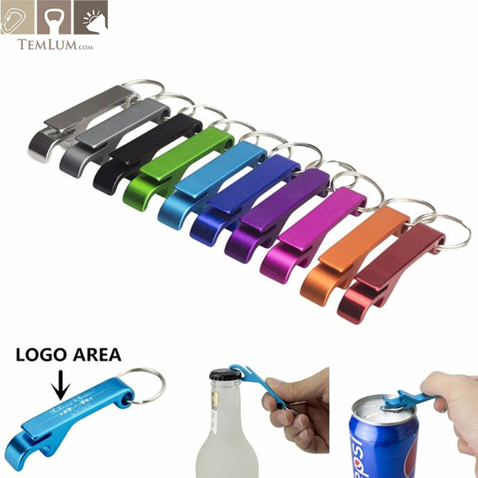 TEMLUM Beer Bottle Opener Keychain 4 in 1 Pocket Aluminum Beer Bottle Opener can Personalized Logo 11 Colors Wedding Favor Gifts