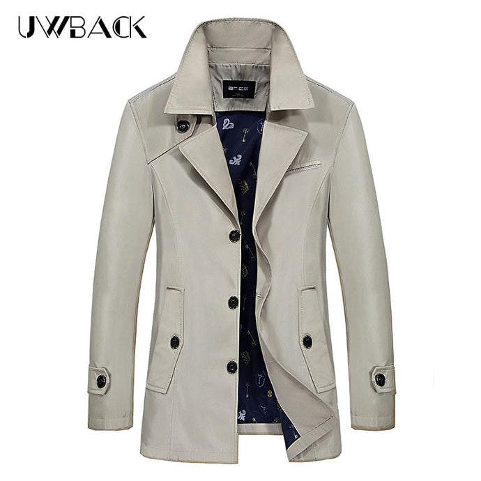 Uwback Men Trench Coats 2018 Spring Fashion Brand Turn-Down Collar Slim Men Jacket Thin Plus Size M-9XL Casual Coats Cool XA257