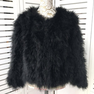 New Season's 100% Fluffy Feather Fever Fur Jackets Handmade Knitted Genuine Ostrich Fur Coat Women Retail Natural Fur Jacket