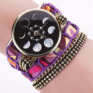 Creative Lunar Solar Eclipse Moon Phase Watch Boho Ethnic Bracelet watches Women Fabric Leather Quartz Ladies Wrist Watch Clock - 64 Corp