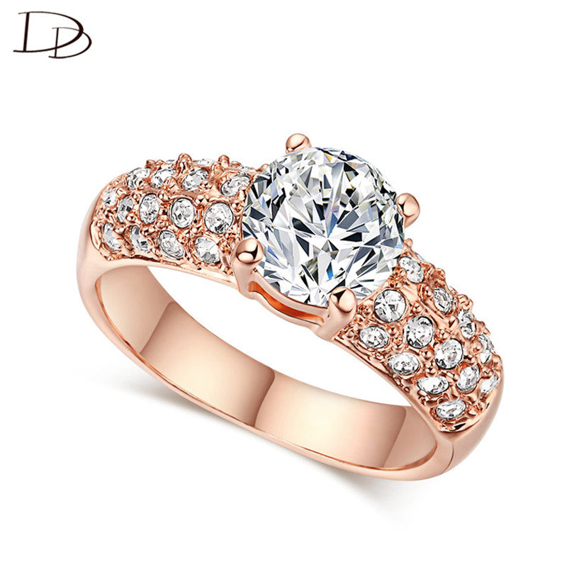 exquisite rose gold color rings for women chic aaa zircon jewelry wedding engagement jewellery bague anillos wholesale KR003 - 64 Corp