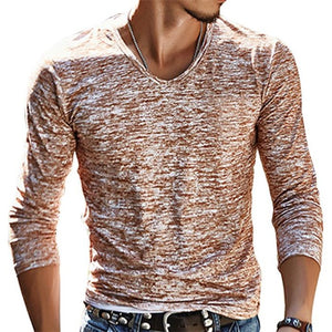 2018 NEW Trendy Summer Men T Shirt Casual Long Sleeve Slim Men's Basic Tops Tees Stretch T-shirt Chemise Homme Brand Clothing - 64 Corp