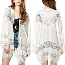 Plus Size 5XL Women 2018 Casual Vintage Boho Kimono Cardigan Lace Crochet Chiffon Loose Blouse Tops Beach Beige Black White - 64 Corp