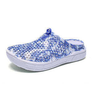 HENGSONG 2018 Summer Women Beach Slippers Blue and White Print Breathable Mesh Shoes For Flip Flop Massage Slippers Plus Size 41 - 64 Corp