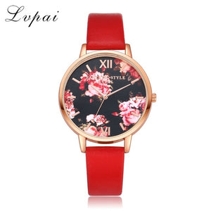 Lvpai Brand Women Bracelet Watch Fashion Rose Gold Flowers Leather Simple Women Dress Watches Luxury Business Gift Clock Watch - 64 Corp