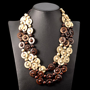 UDDEIN Bohemia Ethnic Necklace & Pendant Multi Layer Beads Jewelry Vintage Statement Long Necklace Women Handmade Wood Jewelry - 64 Corp