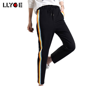 LLYGE Sweatpants Sportswear Rainbow Pants 2017 Spring Autumn Joggers Women Black Harem Pants Harajuku Kpop Trousers Female - 64 Corp