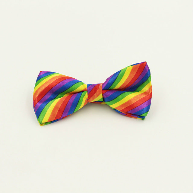 Fashion Colorful Rainbow Striped Bowties For Groom Men Women Wedding Party Leisure Gravatas Cravat Bowtie Tuxedo Bow Ties - 64 Corp
