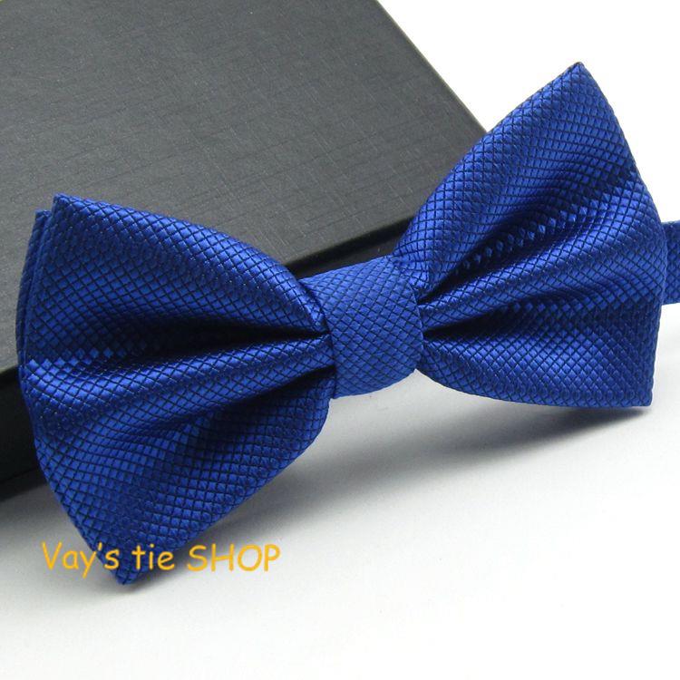1PC Fashion Royal Blue Bow Tie For Men Jacquard Plaid Bowtie Grid Leisure Wedding Tuxedo Brand Cravat Free shipping Butterfly - 64 Corp