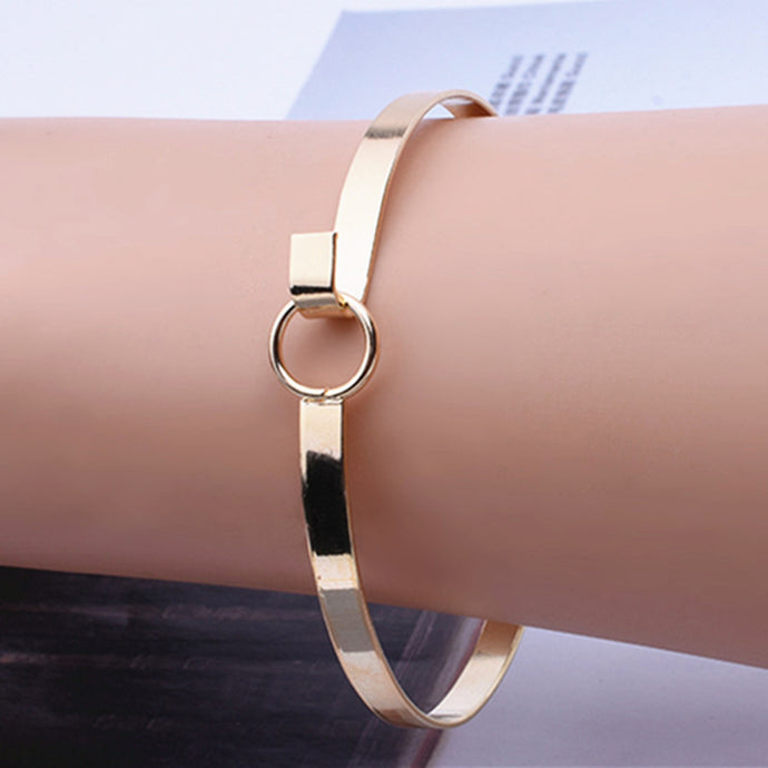 New Fashion Accessories Jewelry Simple Metal Round Bangles Minimalist Design Aperture Bangle Bracelet for Women Lovers' Gift - 64 Corp