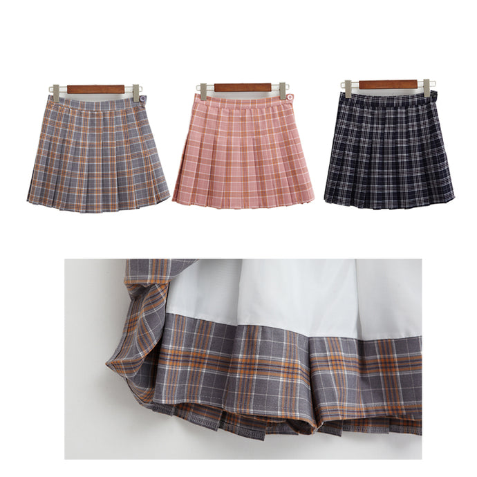 harajuku skirts womens 2018 korean summer style new plaid pleated skirt rock kawaii high waist fashion women clothing - 64 Corp