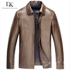 Dusen Klein Men Genuine Leather Jacket Autumn Outerwear Black/Slim/Simple Business Style/Sheepskin Coat 14Z6608