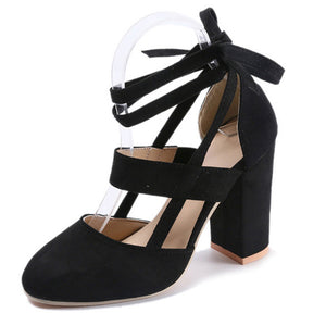 Women Pumps Fashion Gladiator Heels Shoes Woman Quality Lace Up High Heels Hollow Women Heels Black Pink - 64 Corp