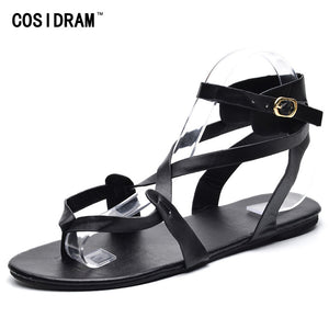 COSIDRAM 2018 Shoes Woman Summer Shoes Female Casual Flat Heels Ankle Strap Women Sandals Plus Size 42 43 SNE-015 - 64 Corp