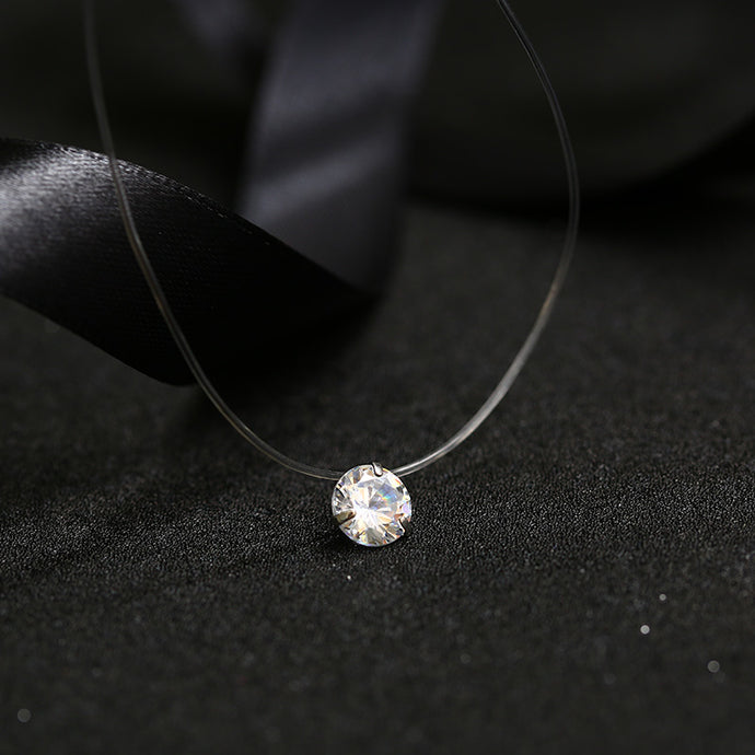 FYM 9 colors Dazzling Zircon Necklace Invisible Transparent Fishing Line Simple Pendant Necklace Jewelry for women party - 64 Corp