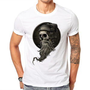 100% Cotton Personality Summer Men 3D DJ Skull Print T Shirt Letters Gothic Style O-neck Tee T-Shirts Short Sleeve Print Tops - 64 Corp