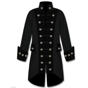 Plus Size Gothic Style Men Luxury Brand Velvet Trim Steampunk Jacket Coat Long Sleeve Halloween Trench 2018 Winter Wind Breaker - 64 Corp