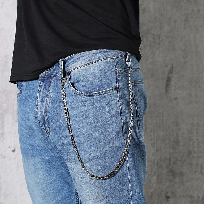 Men Chains Jeans Biker Motorcycle Couture Handcuff Necklace Silver Tone Punk Rock Cowboy Western Wallet Chain Male Accessories - 64 Corp