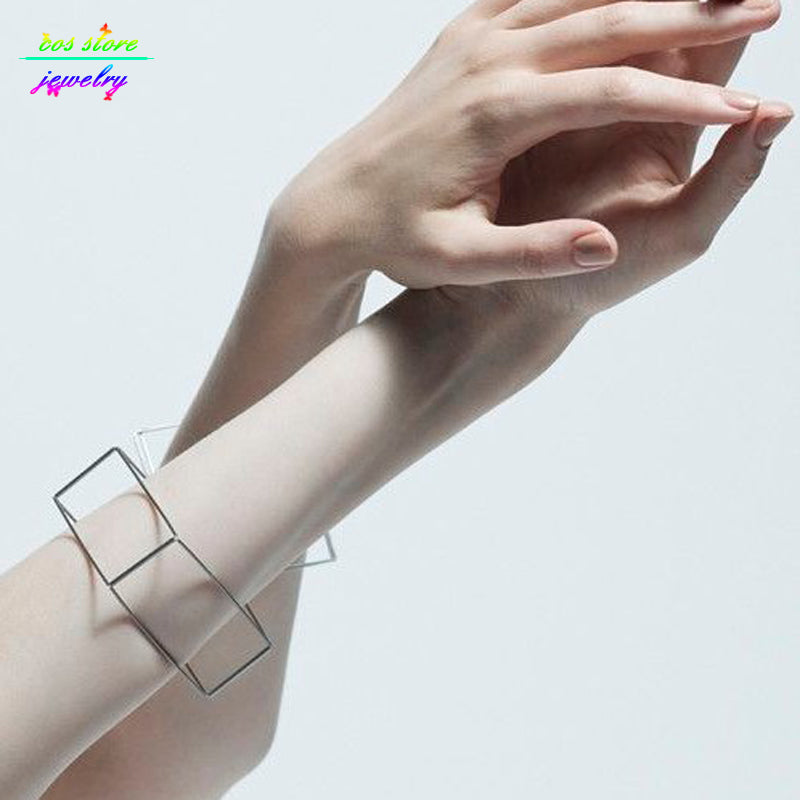 2018 New Simple Style Minimalist Gold/Silver/Black Alloy Hollow Square/Triangle Bracelet Charming Bracelets & Bangles Bijoux - 64 Corp