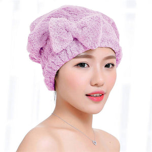XC USHIO Soft Bowknot Lady Bath Towel With Pocket Towel Set For Gifts Hair Drying Cap Hat Head Towel Spa Beach Towel toalha - 64 Corp